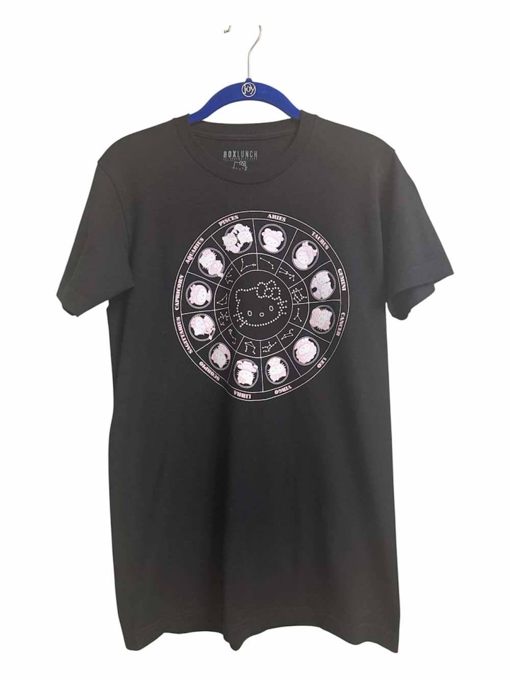 Sanrio Black Tee with Pink Zodiac Wheel Graphic